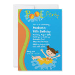 CUTE Girl's Pool Party Birthday Invitation