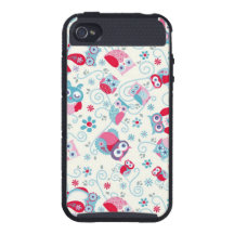 cute girly funny faces owls flowers swirls pattern iPhone 4 cases