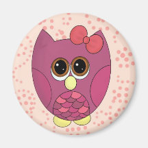 Cute girly owl refrigerator magnets