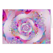 Cute Girly Pink Floral Vector Rose Card