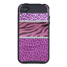 Cute Girly Purple Animal Print Diamond iPhone 4/4S Cases