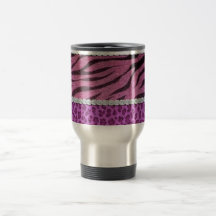 Cute Girly Purple Animal Print Diamond Coffee Mugs