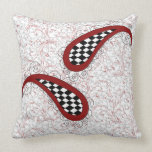 cute girly red chequered paisley pillows