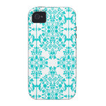 Cute Girly Teal Damask Pattern iPhone 4 Cover