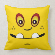 Cute Gold Monster Face w/ an Underbite Throw Pillows