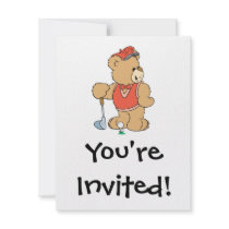 Cute Golfing Golfer Bear Personalised Announcements