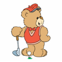 Cute Golfing Golfer Bear Photo Sculpture