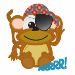 Cute Goofkins monkey pirate photo sculptures