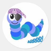 Cute Goofkins pirate caterpillar Round Stickers