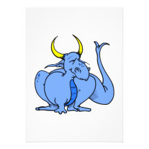 Cute Goofy Blue Dragon Personalized Announcement