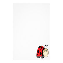 cute goofy cartoon grinning little ladybug customized stationery
