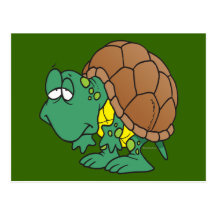 cute goofy cartoon turtle character post cards
