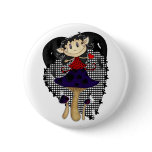 cute gothic elf on mushroom with hearts badge buttons