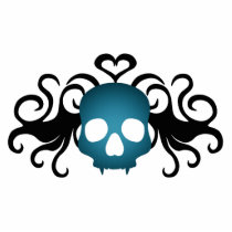 Cute gothic vampire skull in blue photo cut outs