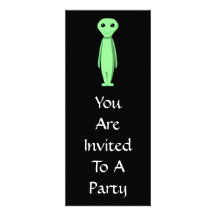 Cute Green Alien. Cartoon. Invite