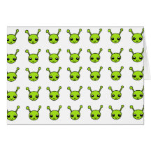 Cute Green Aliens Greeting Cards