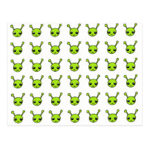 Cute Green Aliens Postcard