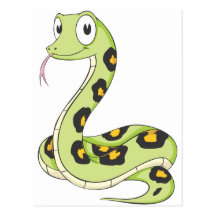 Cute Green Anaconda Snake Cartoon Postcard