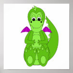 Cute Green And Purple Dragon posters