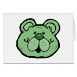 cute green bear face greeting cards