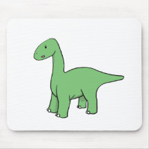 Cute Green Brontosaurus Mousepads
