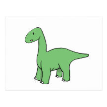 Cute Green Brontosaurus Post Card