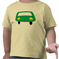 Cute green cartoon car yellow toddler tee shirt