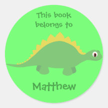 Cute Green Cartoon Dinosaur Stickers