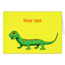 Cute Green Cartoon Lizard Kids Reptile Greeting Card