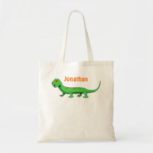 Cute Green Cartoon Lizard Kids Reptile Tote Bag