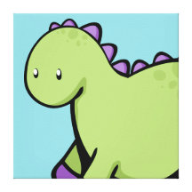 Cute Green Dinosaur Gallery Wrapped Canvas