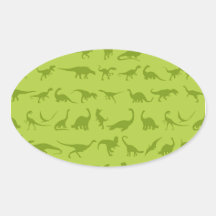 Cute Green Dinosaurs Patterns for Boys Oval Sticker