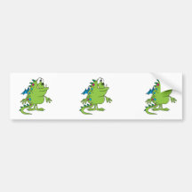 cute green dragon monster creature bumper sticker