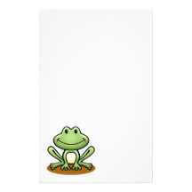 Cute Green Frog Custom Stationery