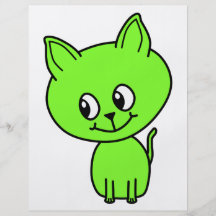 Cute Green Kitten. Full Color Flyer