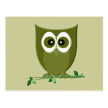 Cute Green Owl Birthday Greeting Cards Post Cards