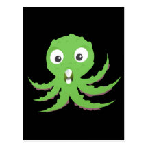 Cute Green Sea Monster Post Card