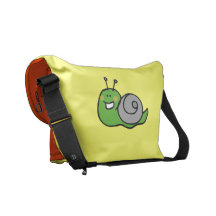 Cute green snail messenger bag