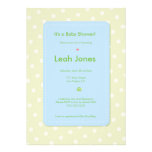 Cute Green Turtle Boy Baby Shower Invitation
