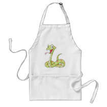 Cute Green Viper Snake Cartoon Shirt Aprons