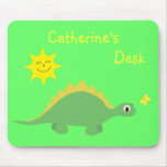 Cute Green & Yellow Stegosaurus Dinosaur Mousemat mousepads