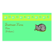 Cute grey cat sleeping business card template