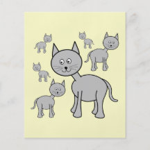 Cute Grey Cats. Cartoon on Cream. Flyers