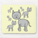 Cute Grey Cats. Cartoon on Cream. Mousemat