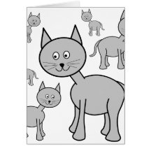 Cute Grey Cats. Cat Cartoon. Card