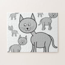 Cute Grey Cats. Cat Cartoon. Jigsaw Puzzle