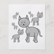 Cute Grey Cats. Cat Cartoon. Personalized Flyer