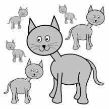Cute Grey Cats. Cat Cartoon. Photo Cutout