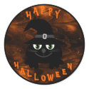 Cute Halloween Black Cartoon Cat with Witches Hat stickers