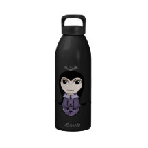 Cute Halloween gothic vampire girl in purple 32oz Reusable Water Bottles
